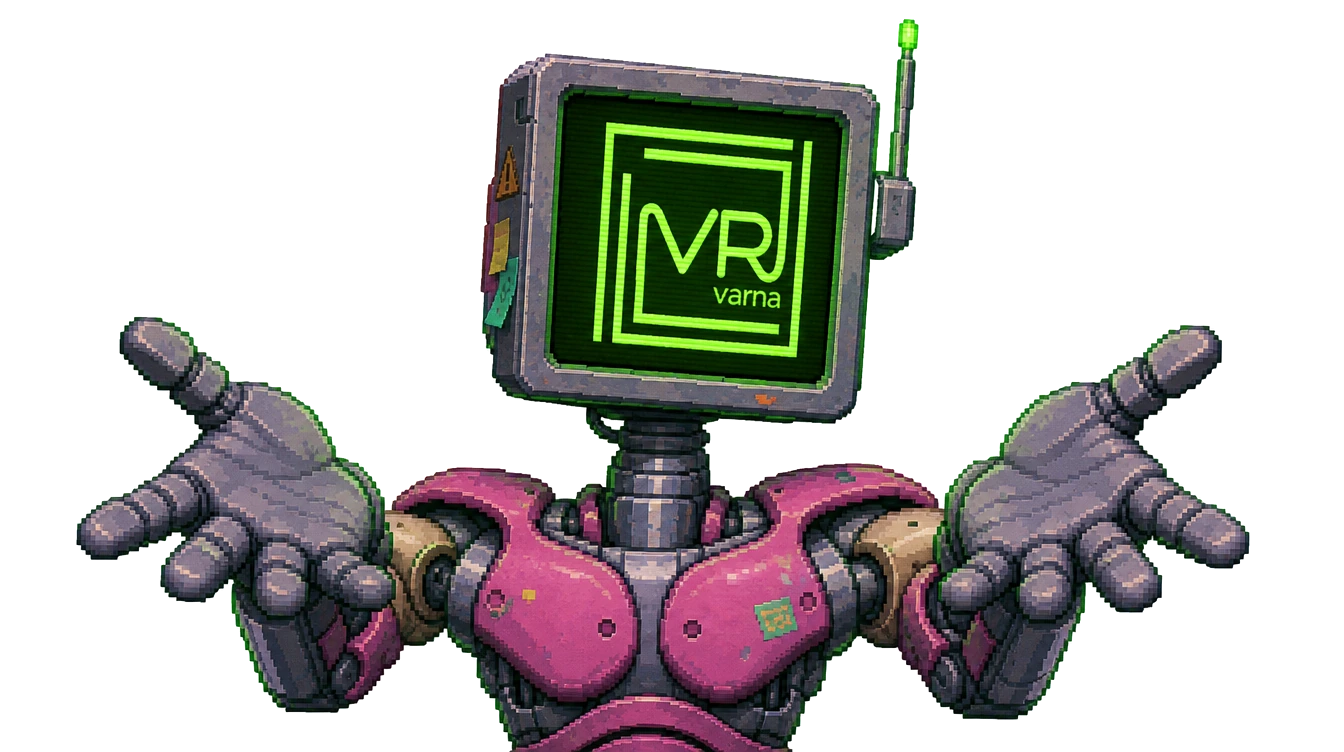 The VR Varna robot guide welcomes you with a choice